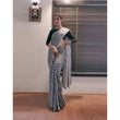 Load image into Gallery viewer, Black and White striped Ready to wear Georgette Saree ClothsVilla