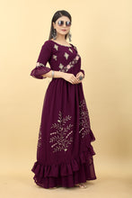 Load image into Gallery viewer, Wedding Attire: Long Wine Gown with Matching Shrug Clothsvilla