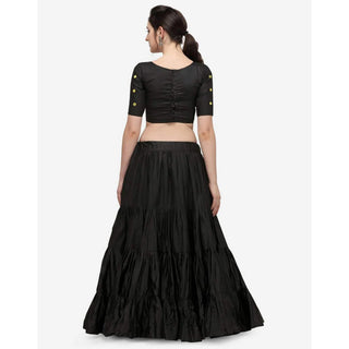 Black Color Cotton Lehenga with Real Mirror Work ClothsVilla