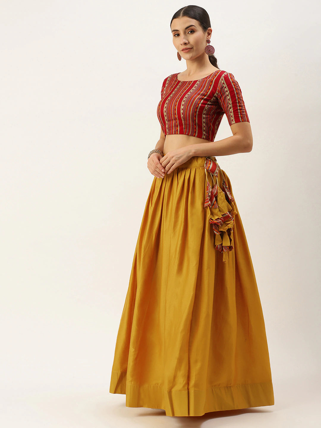 Mustard and multicoloured printed lehenga choli ClothsVilla