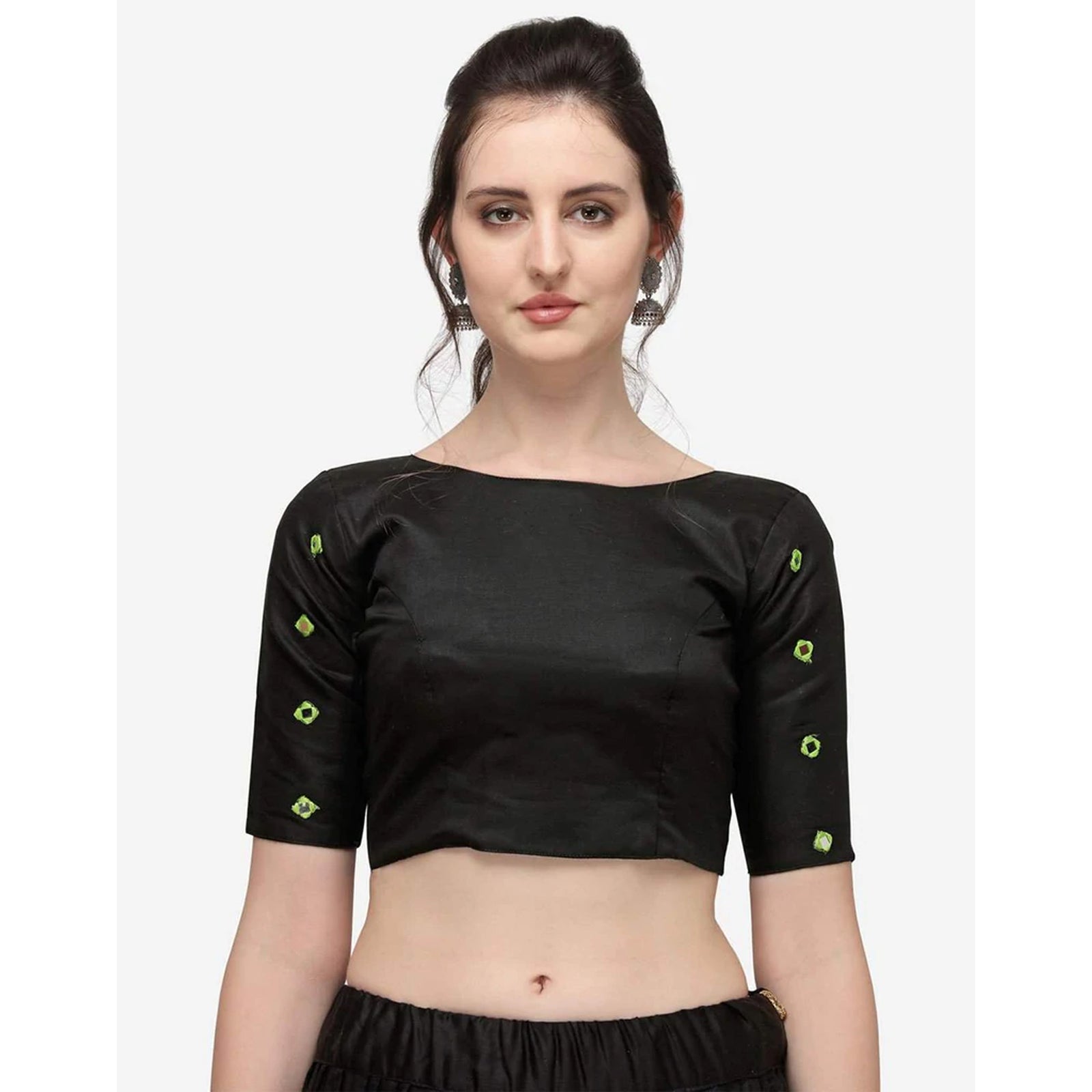 Black Color Cotton Lehenga with Real Mirror Work ClothsVilla