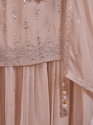 Beautiful Embroidered Peach Georgette Stitched Kurta Set Clothsvilla