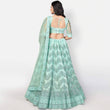 Load image into Gallery viewer, Summer Green Soft Net Embroidery and Zaken Work Lehenga choli ClothsVilla