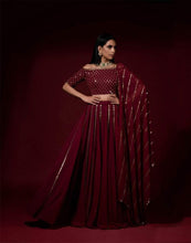Load image into Gallery viewer, Lehenga Choli in Marron Color with Embroidery and Sequence Work ClothsVilla