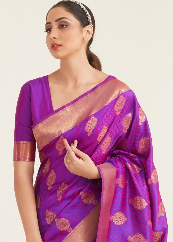 Women's Royal Blue Colour Soft Silk Saree With Brocade Unstitched Blou –  akr94glamour.com