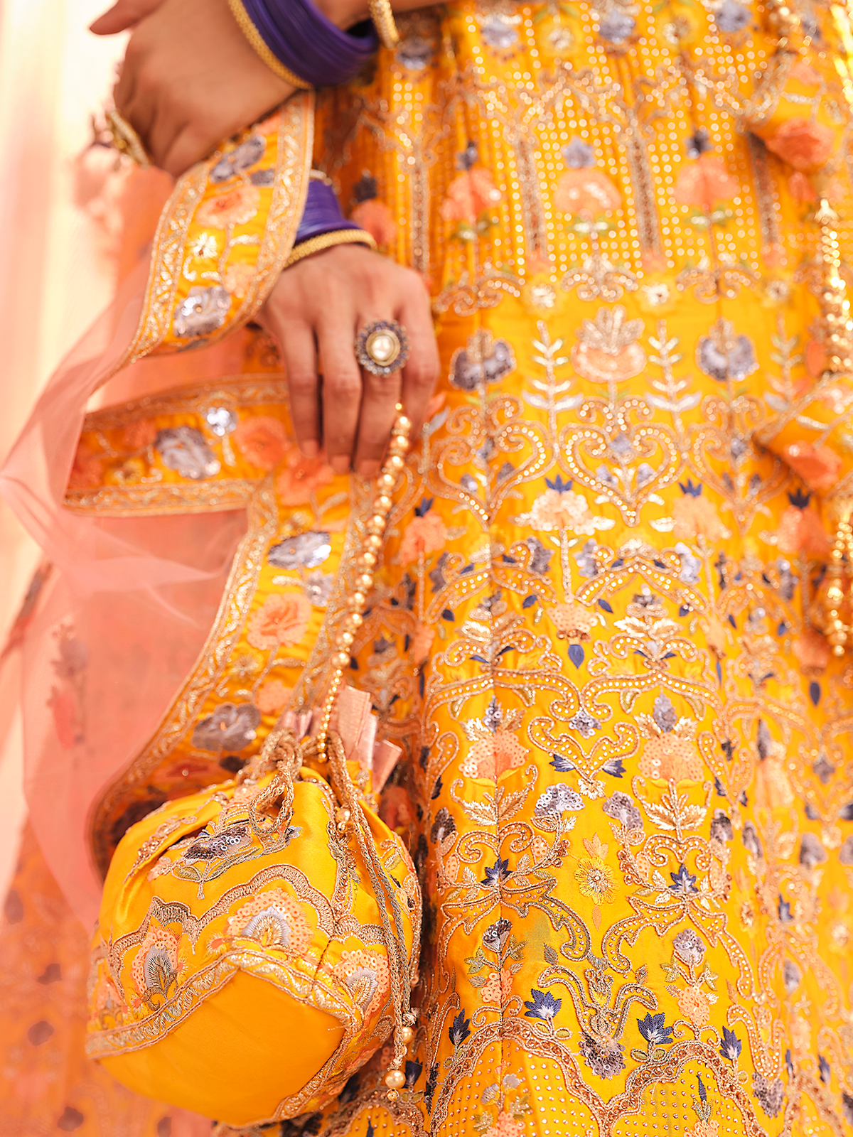 Mustard Swarovski Embroidered Crepe Semi Stitched Lehenga With Unstitched Blouse Clothsvilla