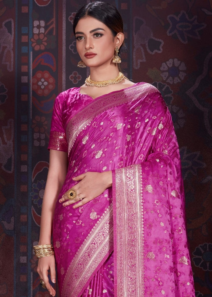 Royal Purple Zari Woven Satin Silk Saree Clothsvilla