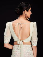 Load image into Gallery viewer, Off White Georgette Embroidered Saree With Unstitched Blouse Clothsvilla