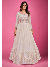 Load image into Gallery viewer, White Pure Georgette Embroidered Gown Clothsvilla