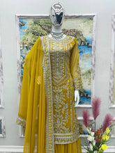 Load image into Gallery viewer, Glorious Yellow Color Embroidered Sharara Suit Clothsvilla