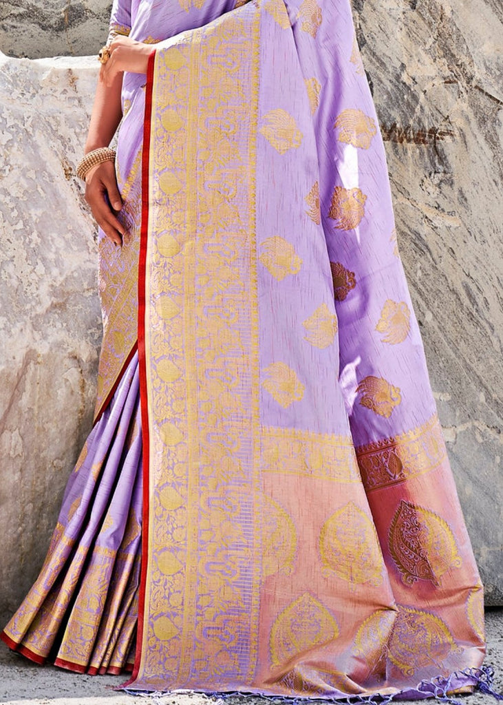 Orchid Purple Woven Designer Silk Saree with Butti overall Clothsvilla