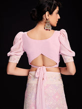 Load image into Gallery viewer, Pink Georgette Embellished Saree With Unstitched Blouse Clothsvilla