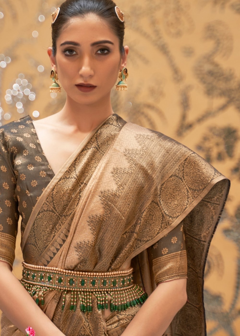 Burlywood Brown Zari Woven Kanjivaram Silk Saree Clothsvilla