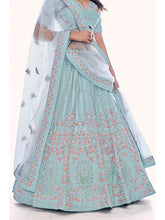 Load image into Gallery viewer, Firozi Soft Net Embroidered Designer Lehenga Choli Clothsvilla