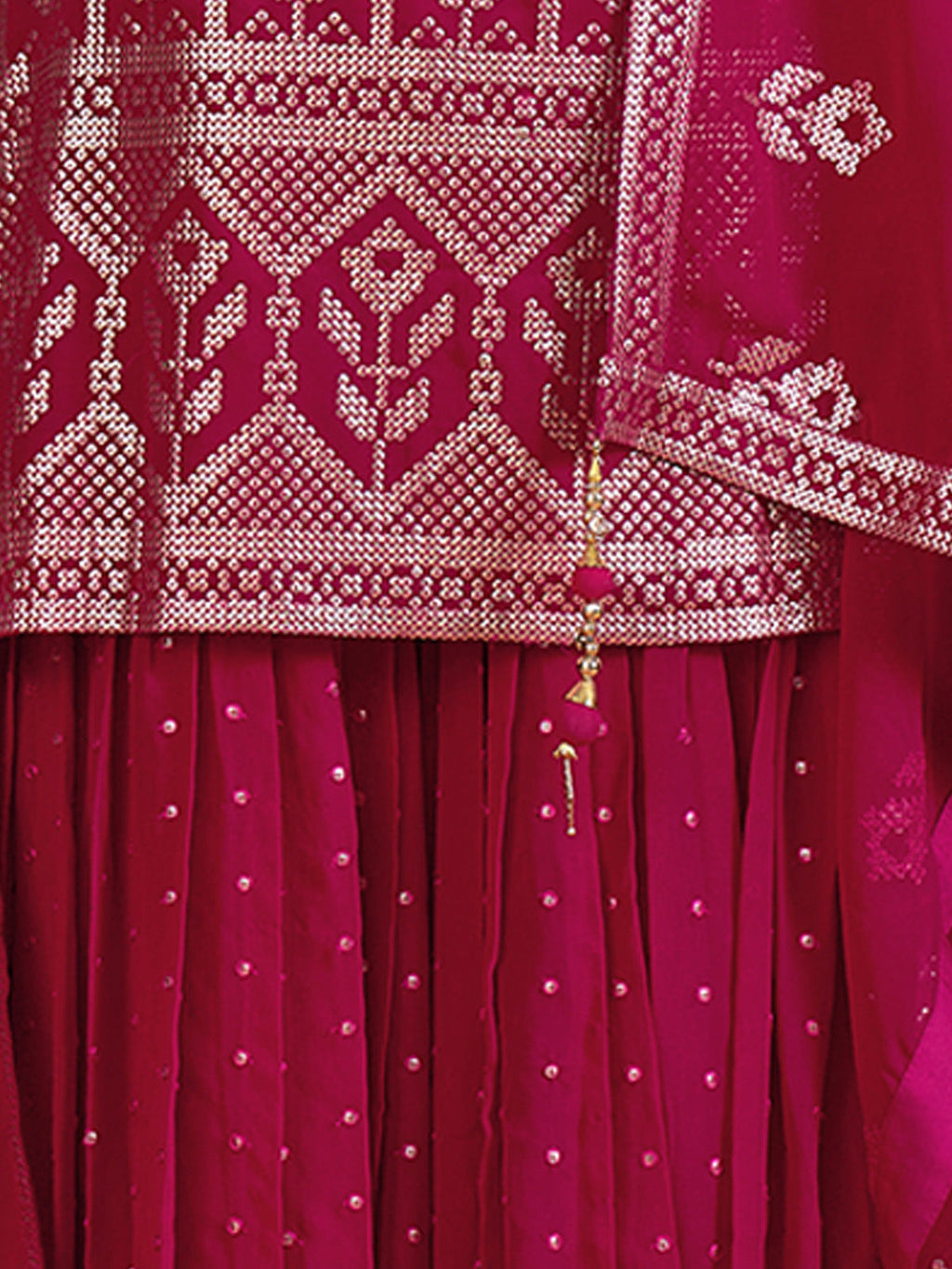 Magenta Embroidered Georgette Partywear Stitched Kurta Set Clothsvilla