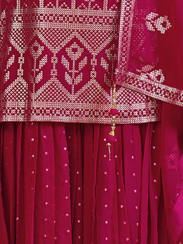 Magenta Embroidered Georgette Partywear Stitched Kurta Set Clothsvilla