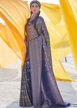 Load image into Gallery viewer, Space Blue Soft Silk Woven Kanjivaram Saree : Special Edition Clothsvilla