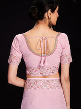 Load image into Gallery viewer, Pink Georgette Embroidered Saree With Unstitched Blouse Clothsvilla