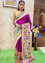 Load image into Gallery viewer, Magenta Purple Zari Woven Paithani Silk Saree Clothsvilla