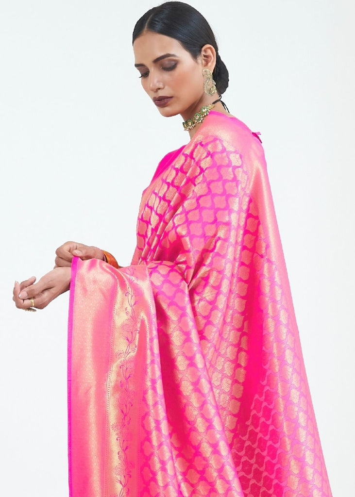 Fuscia Pink Woven Kanjivaram Silk Saree : Limited Edition Clothsvilla