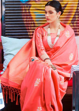 Load image into Gallery viewer, Candy Red Designer Wear Woven Banarasi Silk Saree Clothsvilla