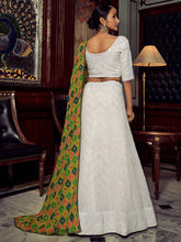 Load image into Gallery viewer, White Embroidered Georgette Semi Stitched Lehenga With Blouse Piece Clothsvilla