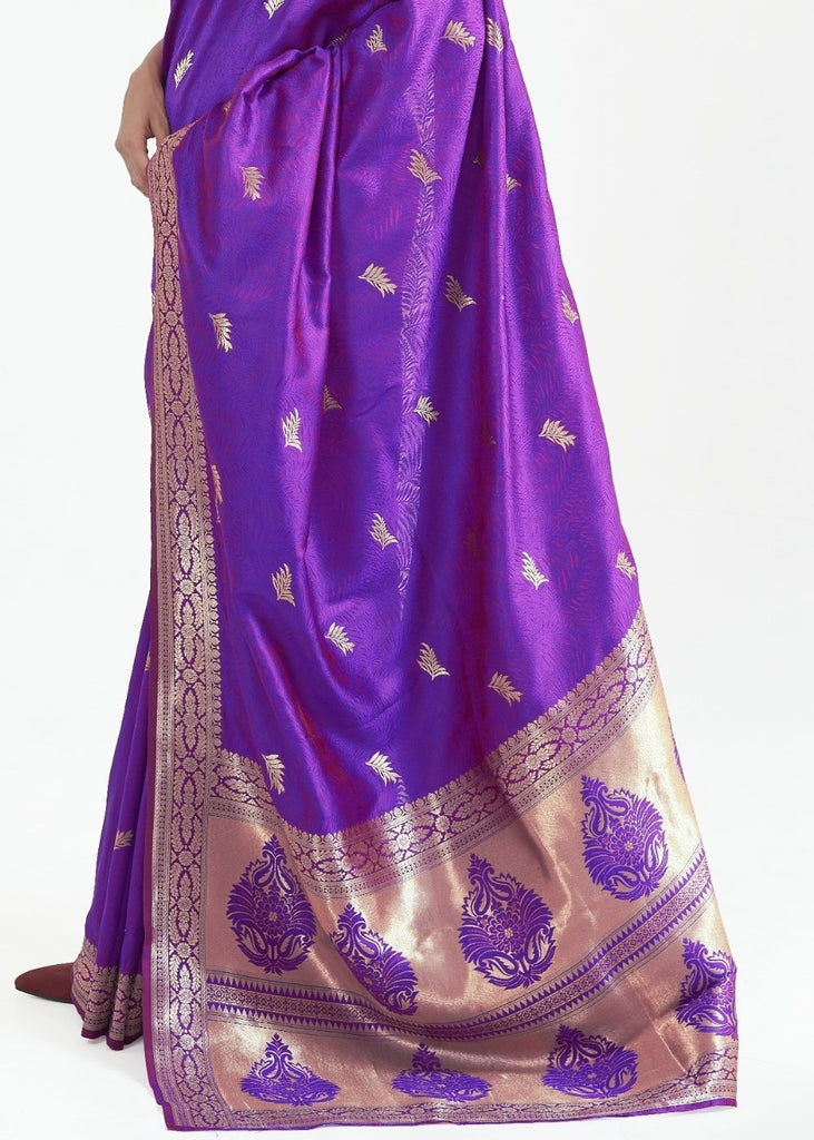 Grape Purple Woven Kanjivaram Silk Saree Clothsvilla