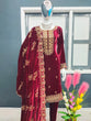 Load image into Gallery viewer, Fashionable Velvet Red Color Salwar Suit Clothsvilla