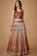 Load image into Gallery viewer, Brown Sequins Work Georgette Wedding Wear Lehenga Choli Clothsvilla