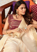 Load image into Gallery viewer, Beige Zari Woven Tissue Silk Saree Clothsvilla