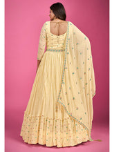 Load image into Gallery viewer, Yellow Pure Georgette Embroidered Gown Clothsvilla