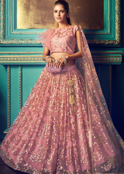 Mulberry Purple Designer Soft Net Lehenga Choli with Sequin and Thread work Clothsvilla Main image