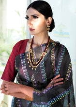 Load image into Gallery viewer, Black Silk Multithread Weaving Saree Clothsvilla