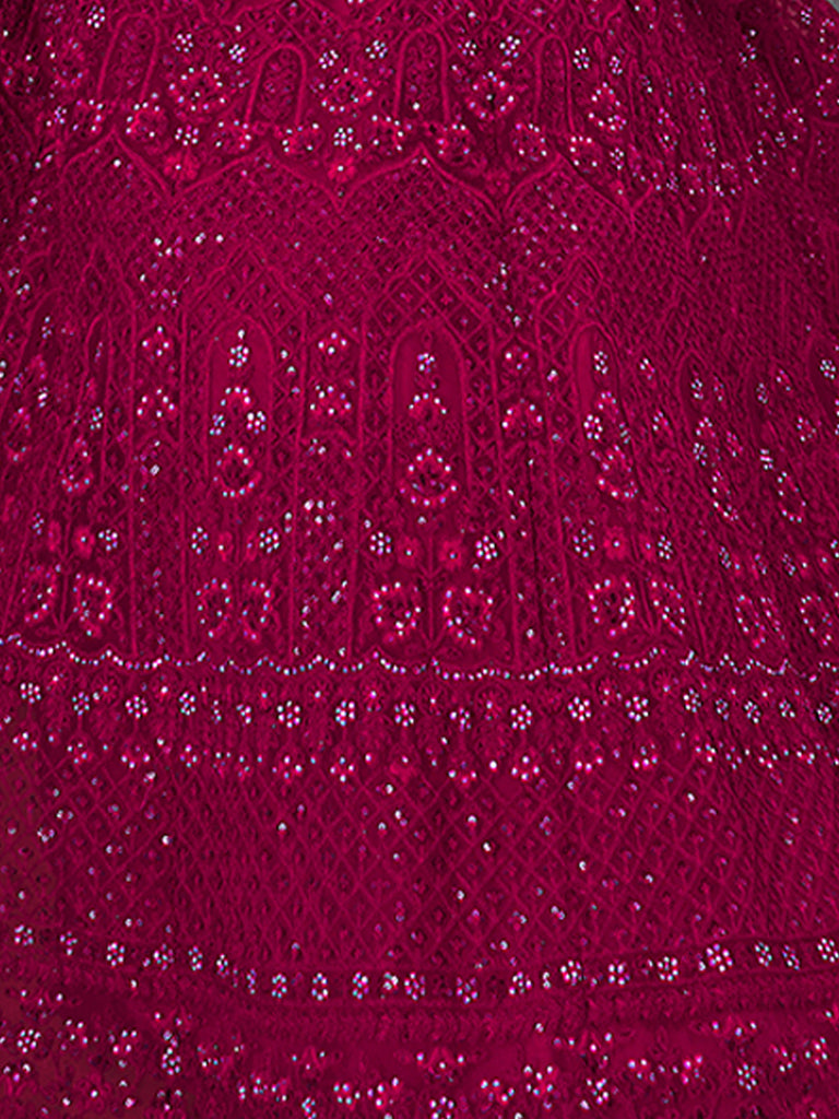 Magenta Soft Net Embroidered Semi Stitched Lehenga Choli Clothsvilla