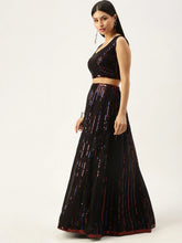 Load image into Gallery viewer, Black Embellished Sequinned Net Lehenga with Heavy Sequinned Dupatta ClothsVilla