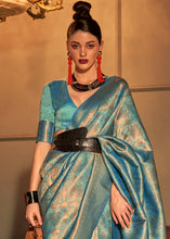 Load image into Gallery viewer, Munsell Blue Two Tone Handloom Weaving Kanjivaram Silk Saree : Top Pick Clothsvilla