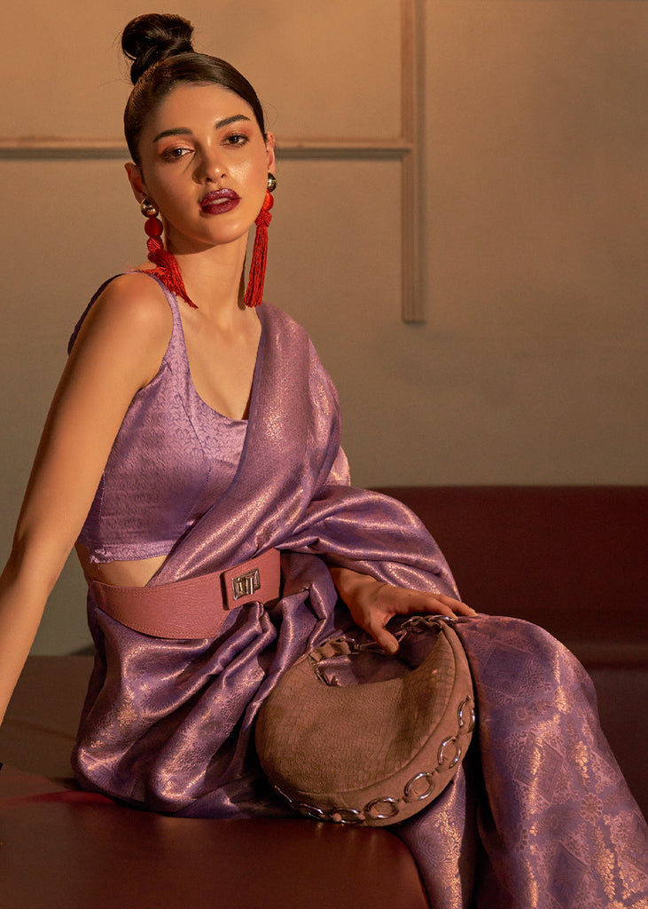 Amethyst Purple Two Tone Handloom Weaving Kanjivaram Silk Saree : Top Pick Clothsvilla