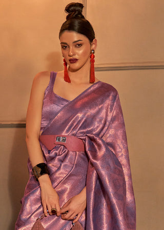 Amethyst Purple Two Tone Handloom Weaving Kanjivaram Silk Saree : Top Pick Clothsvilla