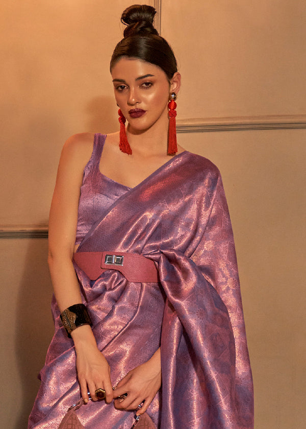 Amethyst Purple Two Tone Handloom Weaving Kanjivaram Silk Saree : Top Pick Clothsvilla