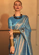 Load image into Gallery viewer, French Blue Two Tone Handloom Weaving Kanjivaram Silk Saree : Top Pick Clothsvilla