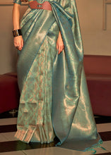 Load image into Gallery viewer, Ocean Green Two Tone Handloom Weaving Kanjivaram Silk Saree : Top Pick Clothsvilla