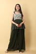 Load image into Gallery viewer, Wedding-ready Palazzo and Top Set in Dark Green Hue Clothsvilla