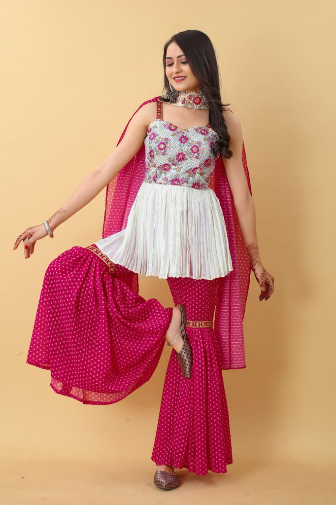 Wedding-ready Palazzo Set with Pink Embroidery Clothsvilla