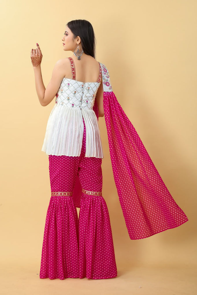 Wedding-ready Palazzo Set with Pink Embroidery Clothsvilla