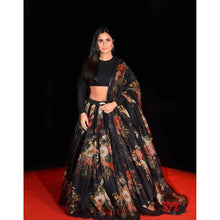 Load image into Gallery viewer, Black Color Printed Organza Semi-Stitched Lehenga with Unstitched Silk Blouse ClothsVilla