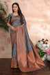 Load image into Gallery viewer, Grey woven banarasi silk traditional saree Clothsvilla