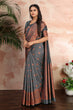 Load image into Gallery viewer, Grey woven banarasi silk traditional saree Clothsvilla