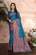 Load image into Gallery viewer, Cobalt blue woven banarasi silk traditional saree Clothsvilla