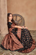Load image into Gallery viewer, Black woven banarasi silk traditional saree Clothsvilla