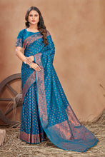 Load image into Gallery viewer, Cobalt blue Color Banarasi Silk Zari Work Saree Clothsvilla